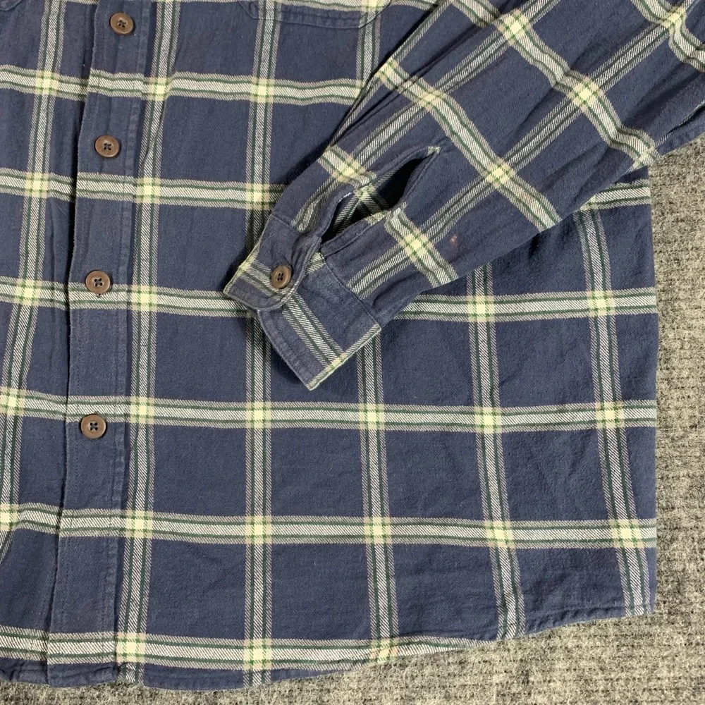 Wrangler Shirt‎ Mens 3XL Blue White Plaid Button Up Outdoors Grunge Heavyweight